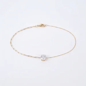 Oval Solitaire Paperclip Bracelet