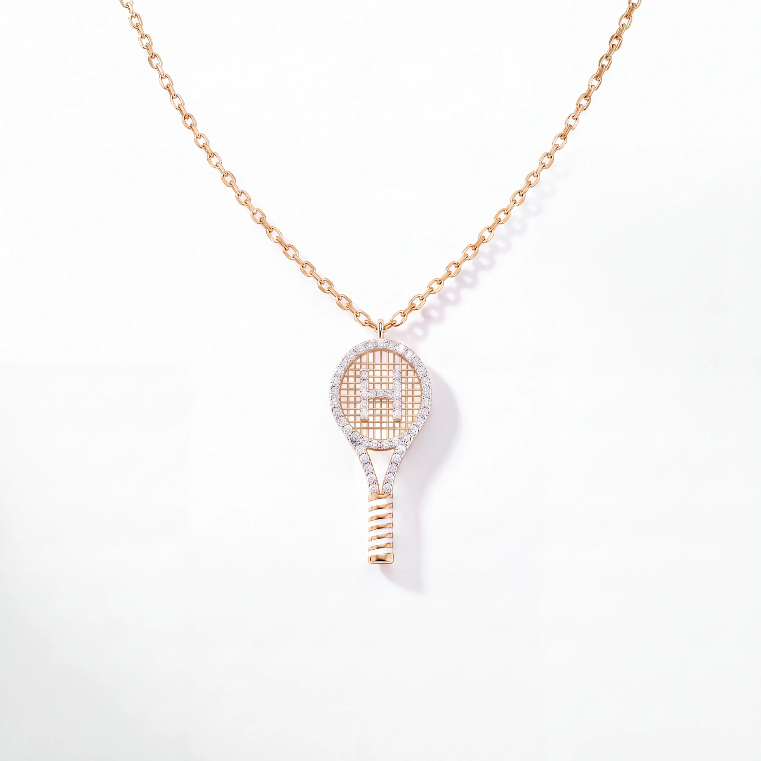 Pavé H Tennis Racket Pendant